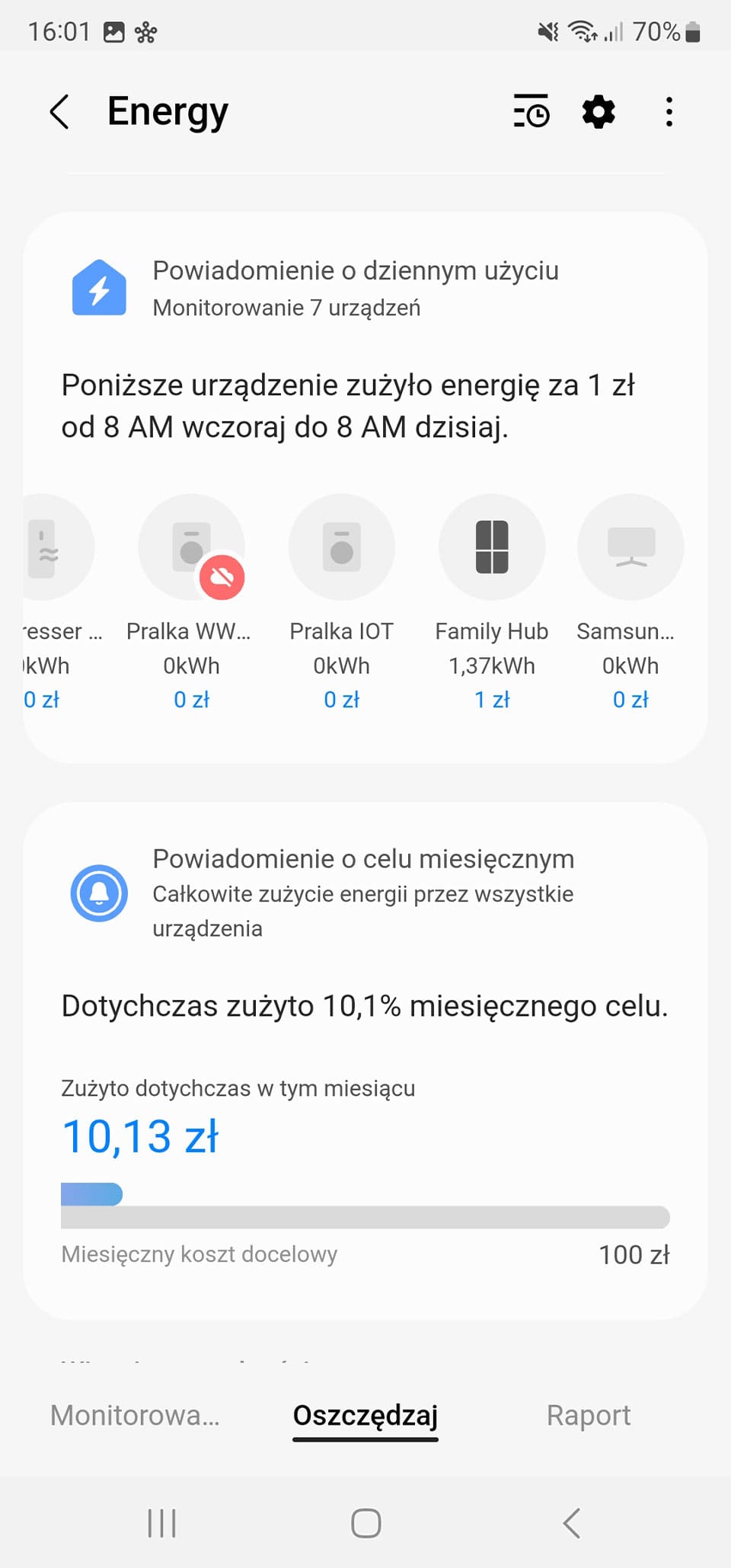 Sprawdzaj raporty dotyczące zużycia energii