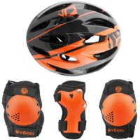 Kask rowerowy VÖGEL VOK-450S Czarny dla dzieci (Rozmiar S) + Zestaw ochraniaczy