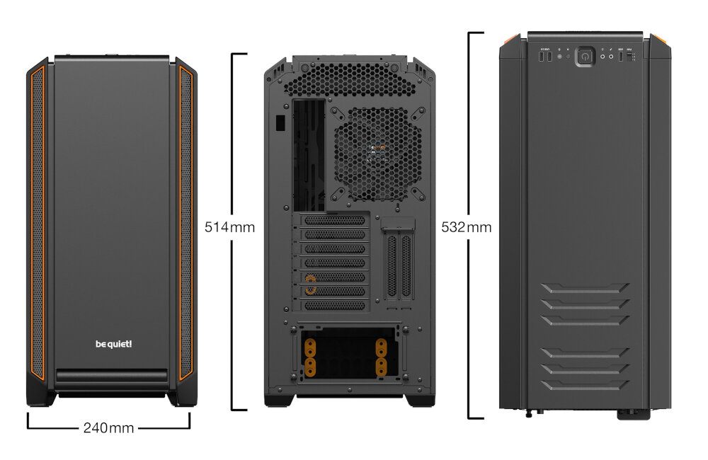 OBUDOWA PC BE QUIET SILENT BASE 601 WINDOW ORANGE średnica chłodzenie kontroler regulacja