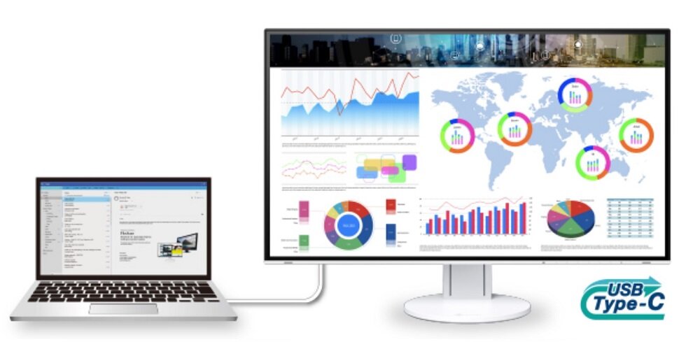 MONITOR LED EIZO 31,5 FLEXSCAN EV3285 Uniwersalny kabel USB C