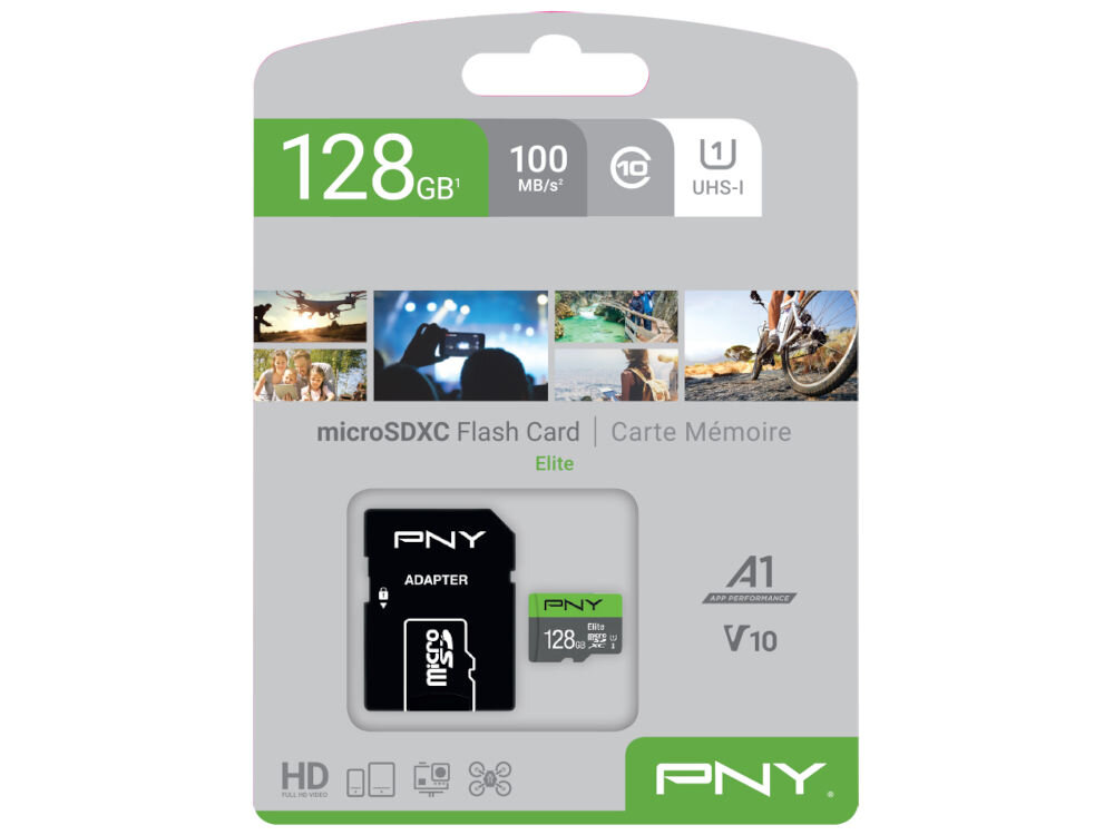 karta pamięci PNY microSDXC Elite o pojemności 128GB adapter microSD / SD