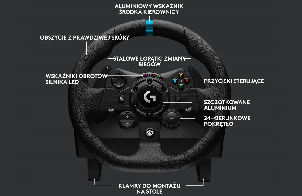 Kierownica LOGITECH G923 kompatybilność kierownica zoom przyciski