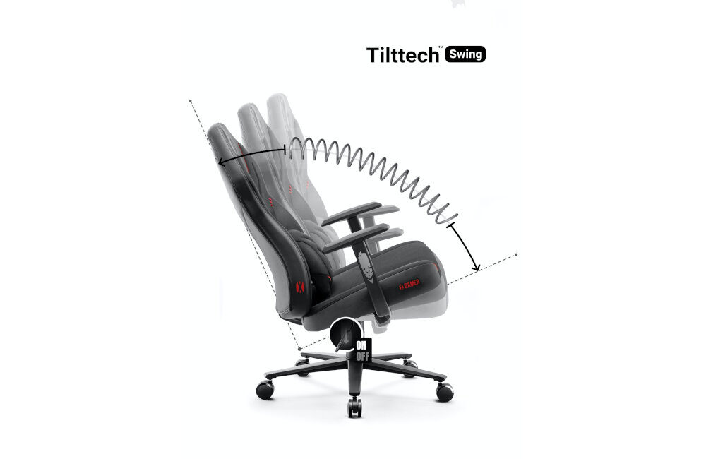 Fotel DIABLO CHAIRS X-Gamer 2.0 (L) Czarny regulacja siedziska kąt odcyhlenia