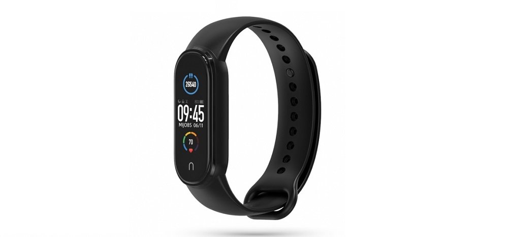 Pasek TECH-PROTECT IconBand  do Xiaomi Mi Band 5 czarny widok front zegarek