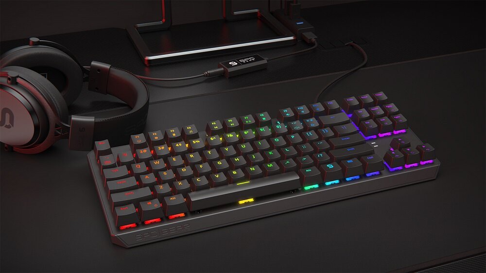 Klawiatura SPC GEAR GK630K Kailh Red RGB wytrzymała funkcjonalna dla graczy do pisania