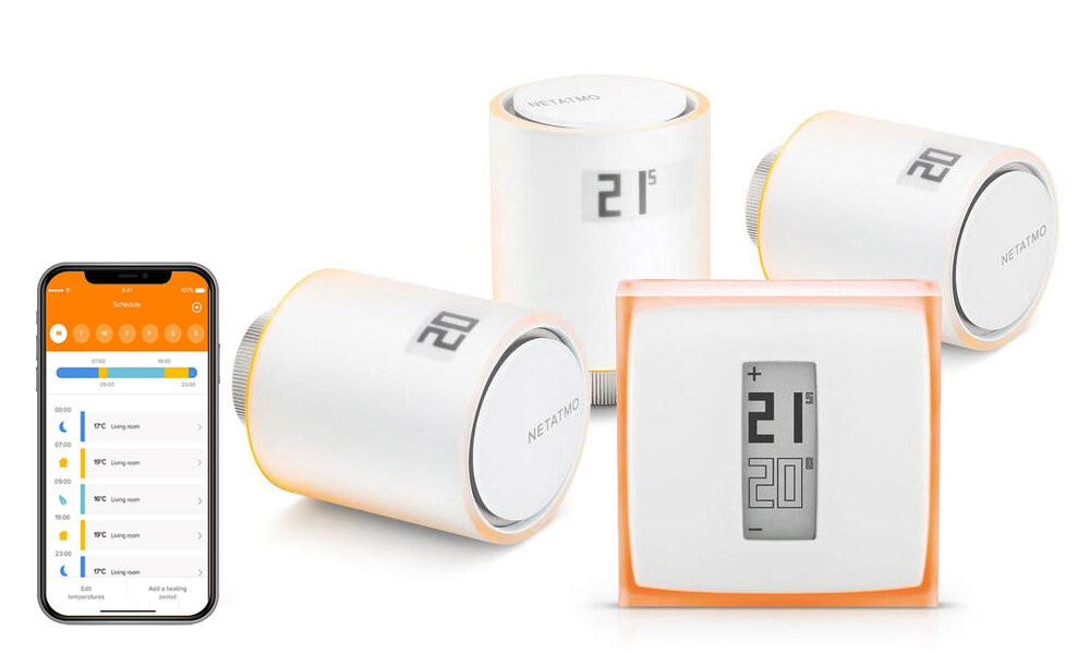 Termostat + głowice termostatyczne NETATMO NBU-NTH-NAV-EU Wi-Fi utworzy harmonogram