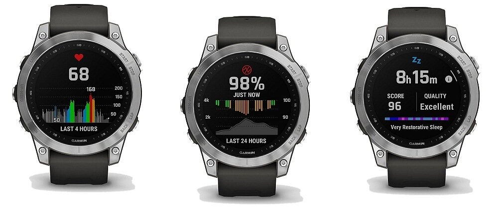 Smartwatch GARMIN seria Fenix 7 ekran bateria pamięć muzyka sterowanie pojemność rozdzielczość pasek sport zdrowie czujniki serce puls tętno