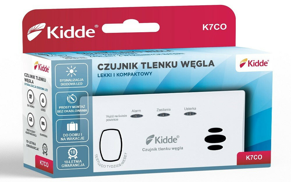 Czujnik tlenku węgla (czadu) KIDDE K7CO bateria sygnal