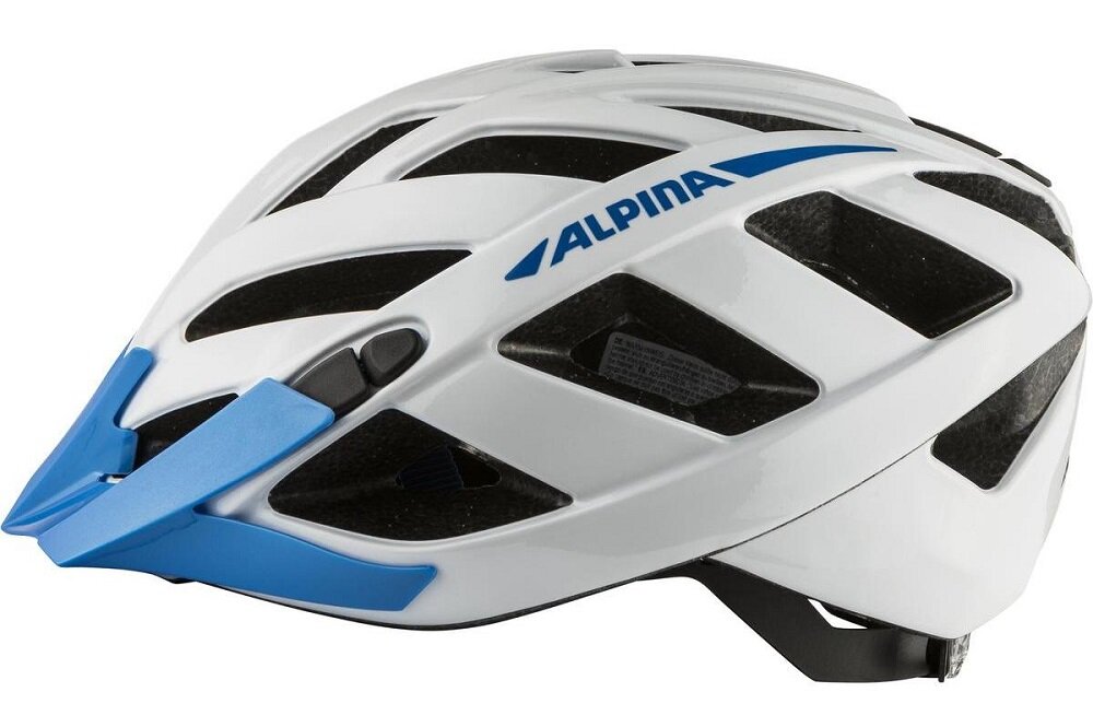 Kask rowerowy ALPINA Panoma 2.0 Biało-niebieski MTB (rozmiar M) - Ochronny daszek 