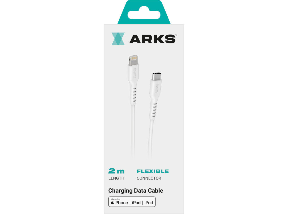 Kabel USB - Lightning ARKS 2 m bialy zestaw