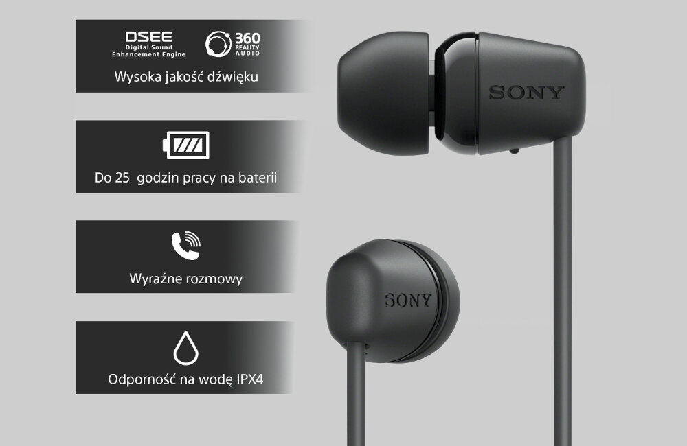 Słuchawki dokanałowe SONY WI-C100 oczekiwania bezprzewodowe