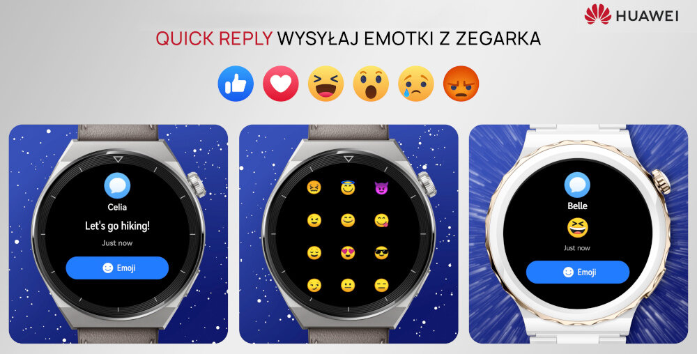 SMARTWATCH HUAWEI szybkie reakcje quick reply messenger whatsapp wiadomości 