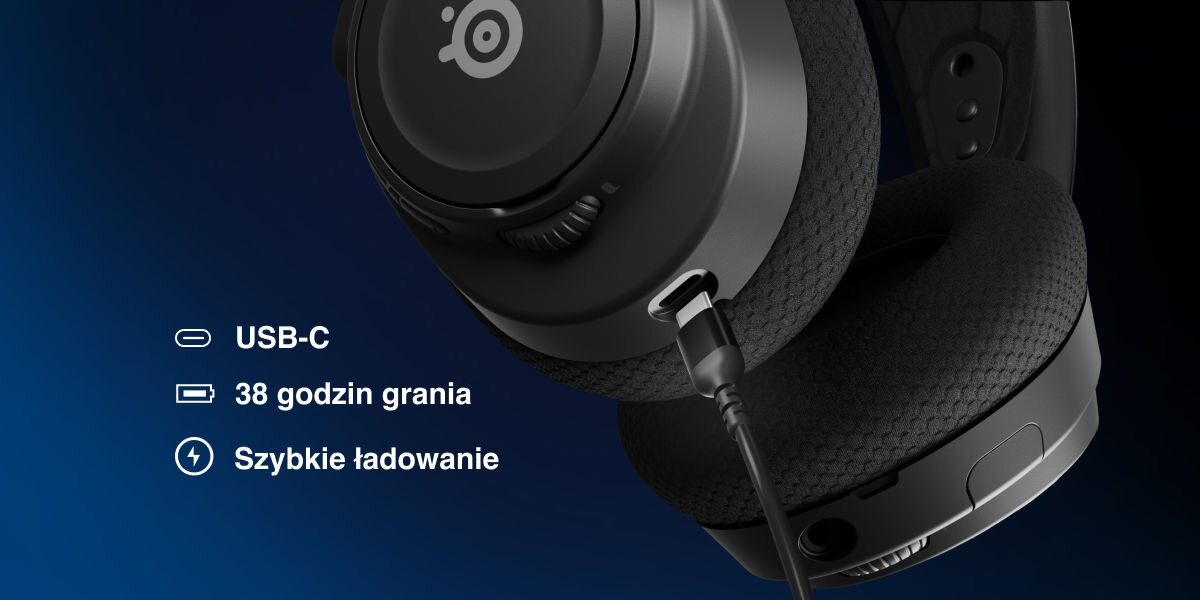 Słuchawki STEELSERIES Arctis Nova 7 usb-c szybkie ładowanie czas działania