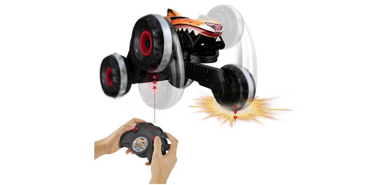 Samochód zdalnie sterowany Hot Wheels Niepowstrzymany Tiger Shark HGV87 potężny ładowanie bestia koła stabilność moc Niepowstrzymany drapieżnik Innowacyjny detale