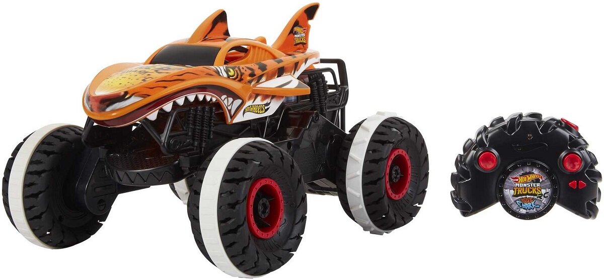 Samochód zdalnie sterowany Hot Wheels Niepowstrzymany Tiger Shark HGV87 potężny ładowanie bestia koła stabilność moc Niepowstrzymany drapieżnik Innowacyjny detale