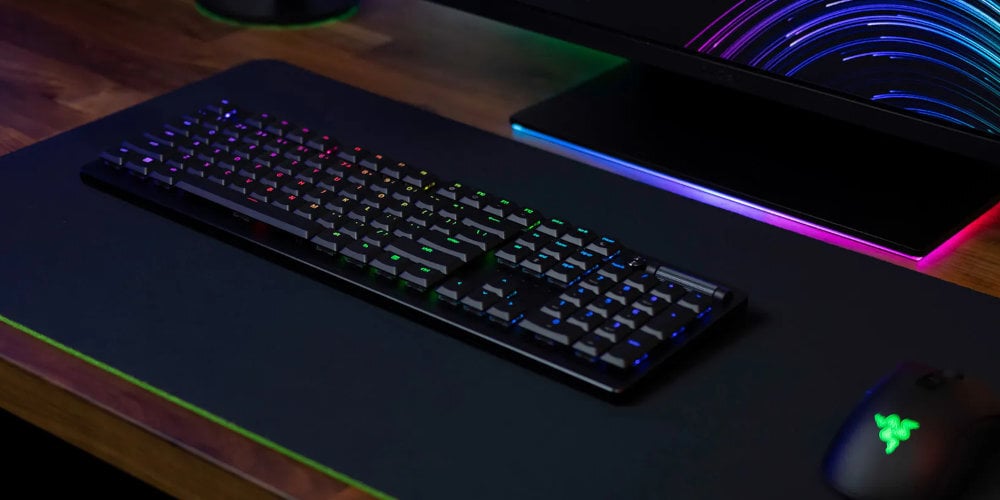 Klawiatura RAZER DeathStalker V2 RGB Razer Chroma 16,8 miliona kolorów podświetlenie jednostrefowe punktowe strefowe czarną kolorystyką