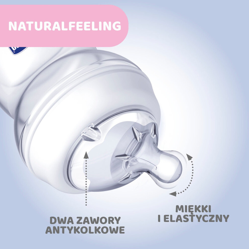 Butelka CHICCO NaturalFeeling antykolkowy zawór podwójny bezpieczeństwo