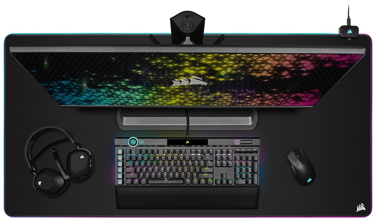 Podkładka CORSAIR MM700 RGB Extended XXXL Perfekcyjna podkładka gamingowa komfort stylu gaming Powierzchnia użytkowa Trwałość Proste rozwiązania podświetlenie RGB Odporność na wilgoć Antypoślizgowe wykończenie