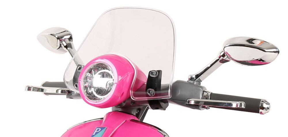 Motorek elektryczny SUN BABY Scooter Vespa Różowy bezpieczenstwo jazdy w kazdych warunkach przednie oswietlenie LED