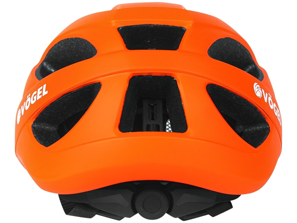 Kask rowerowy VÖGEL VKA-936OG Pomarańczowo-czarny MTB (rozmiar S-M) skorupa z tworzywa ABS bardzo dobra jakość wykonania trwałość odprność na uszkodzenia klasyczny kształt pomarańczowo-czarny kolor wykończenia