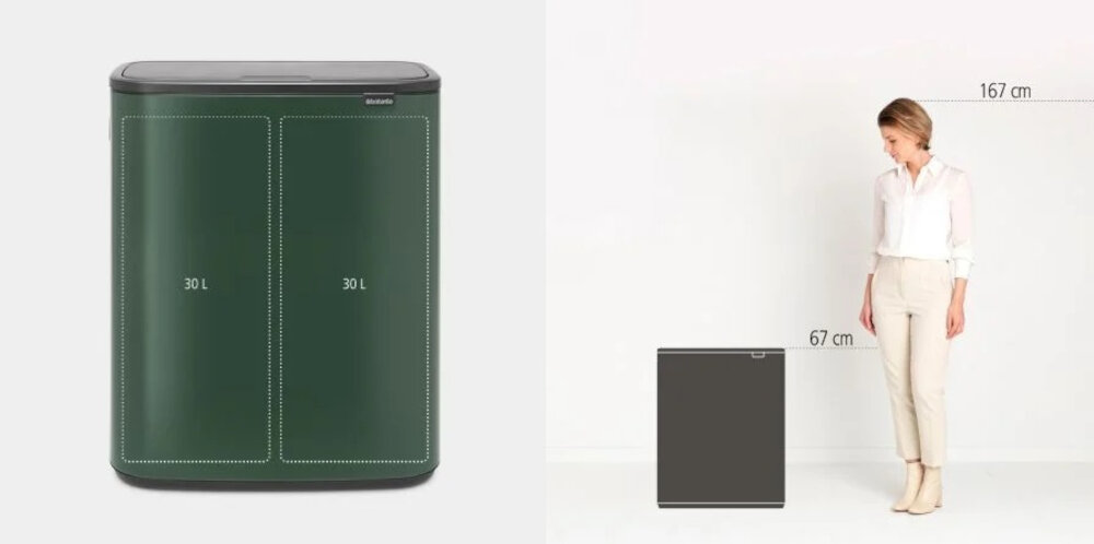 Kosz na śmieci BRABANTIA 304224 Bo Touch Bin 2 x 30L Zielony pojemnosc 2 x 30 l