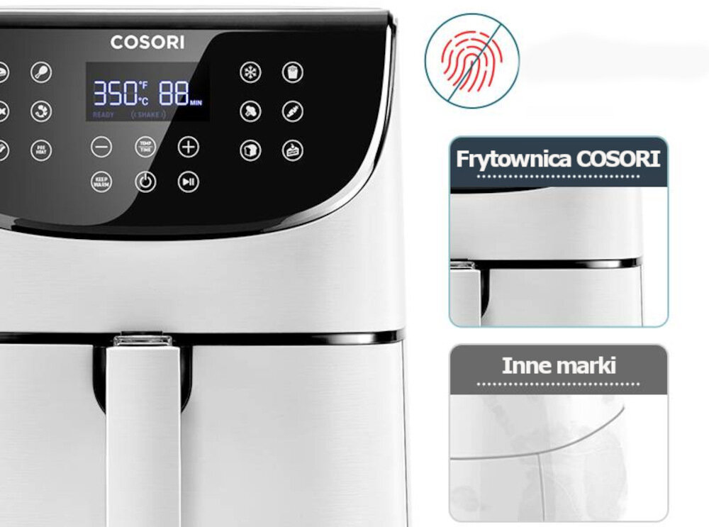 Frytkownica beztluszczowa COSORI CP158-AF-RXW bialy Air Fryer powierzchnia odporna na odciski palcow