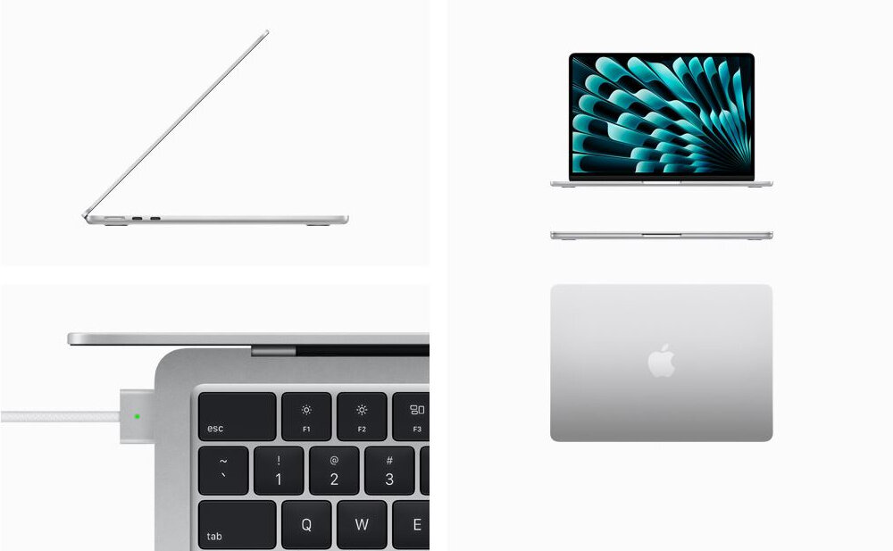 Laptop APPLE MacBook Air 2023 15 cali wytrzymałość dbałość smukły szybkość czip m2 mac iphone icloud migracje wbudowane apki mistrzowski wyraz kamera audio teksty biometryczne dane energooszczędność wyposażenie