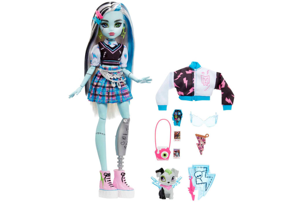 Lalka MONSTER HIGH Frankie Stein zabawa kreatywność wyposażenie wyobraźnia dodatki kolekcja