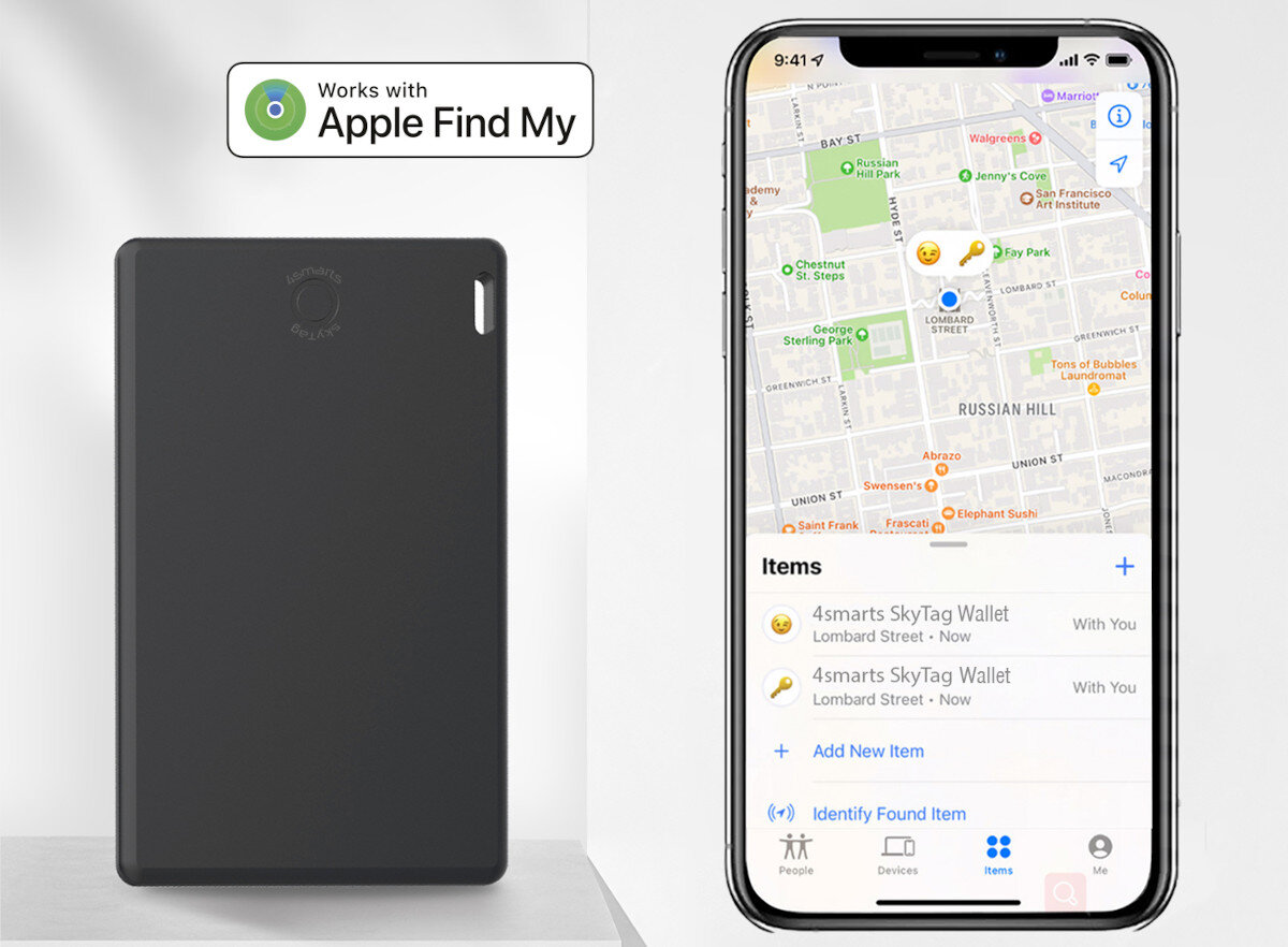 Lokalizator 4SMARTS SkyTag Wallet (2 szt.) aplikacja działanie zasięg