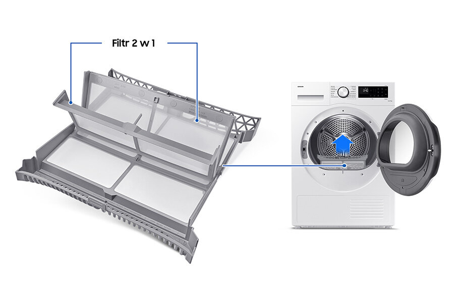 DV90CGC2A0TE - Jak działa filtr 2w1 w suszarce Samsung Optimal Dry