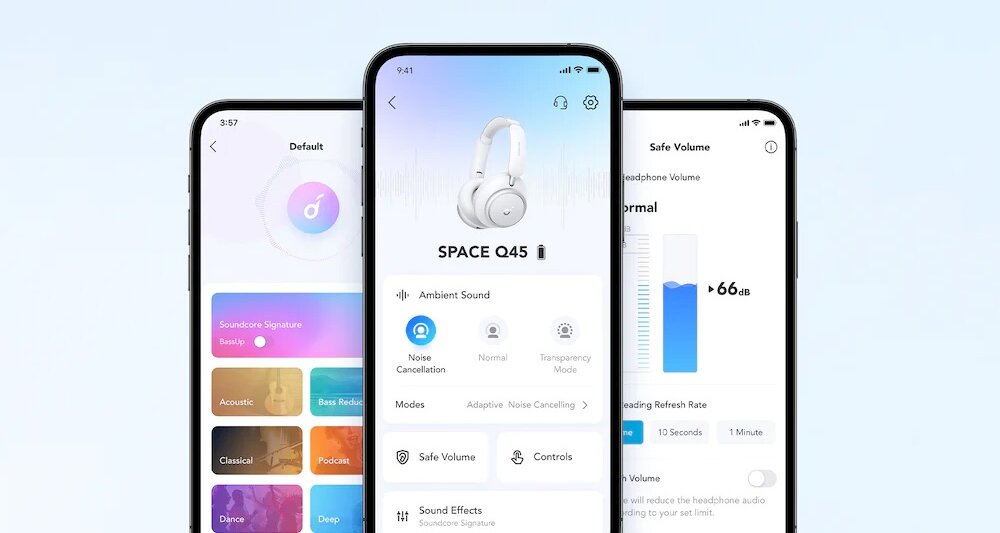 Głośnik mobilny Soundcore Space Q45 wygoda ergonomia aplikacja redukcja poziomy