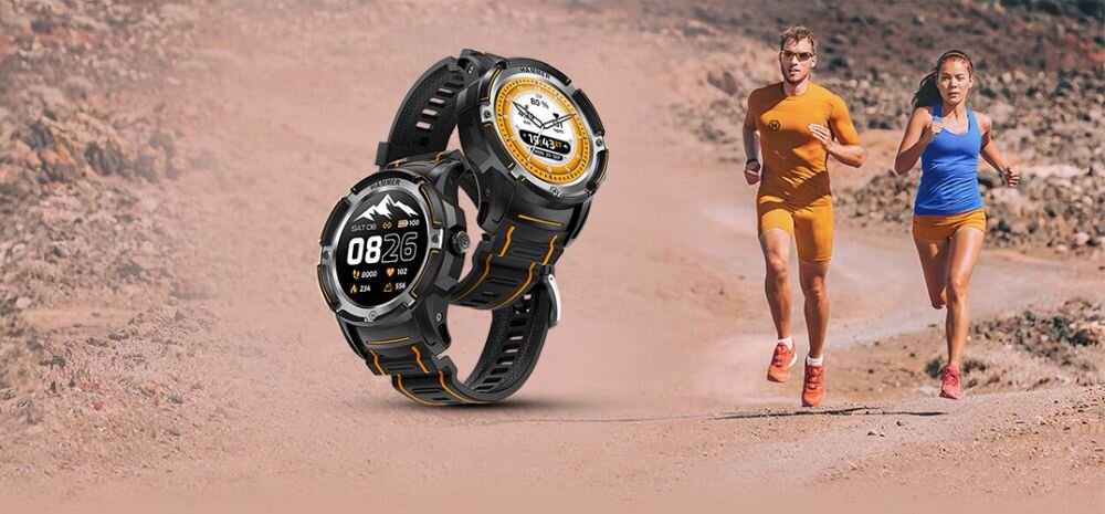 Smartwatch HAMMER Watch Plus  ekran bateria czujniki zdrowie sport pasek ładowanie pojemność rozdzielczość łączność sterowanie krew puls rozmowy smartfon aplikacja 