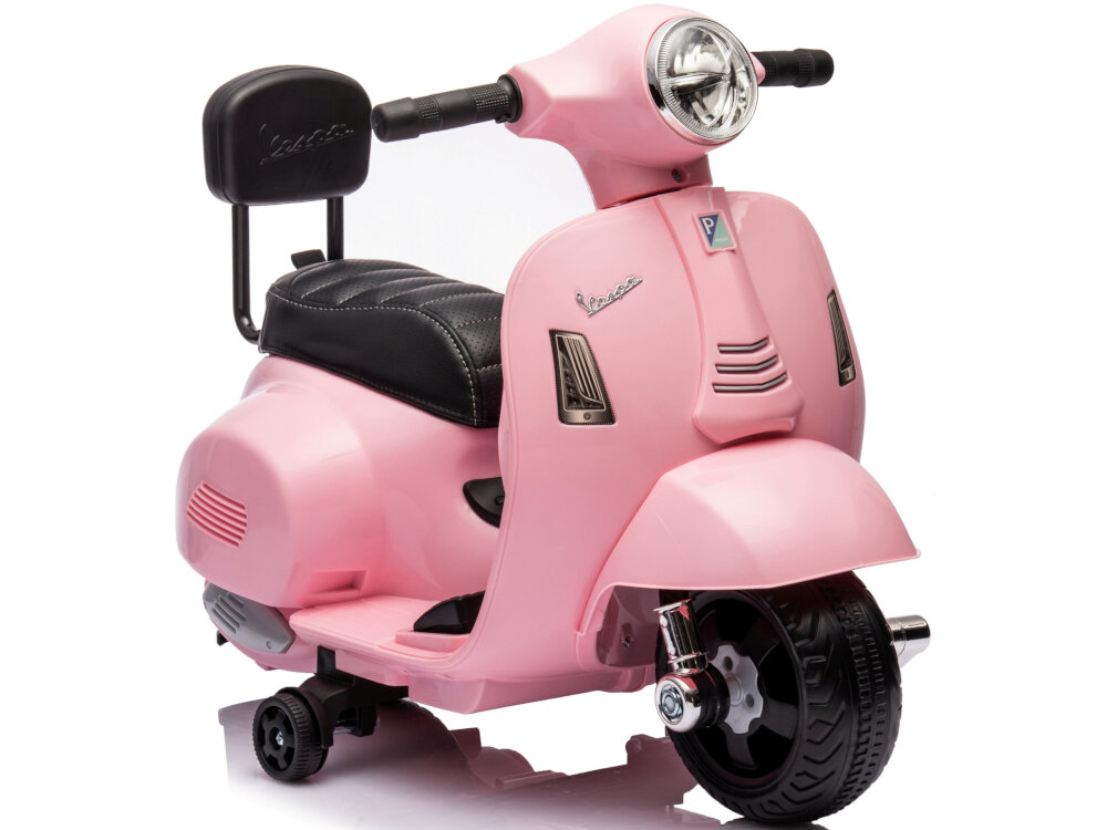 Motorek elektryczny SUN BABY Scooter Vespa Różowy dla dzieci w wieku od 18 miesiaca o maksymalnej wadze do 25 kg odpowiednio wyselekcjonowane materialy solidny wytrzymaly nie ma ostrych krawedzi Bezpieczne uzytkowanie motorka