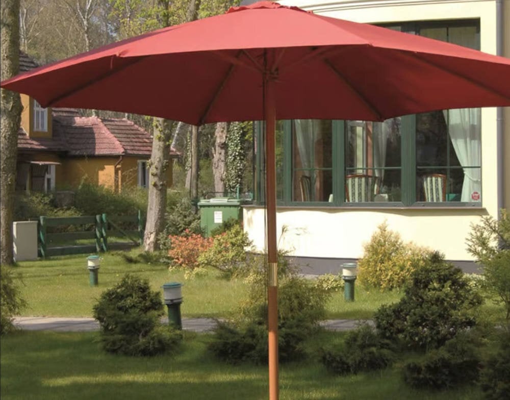 Parasol ogrodowy PATIO Poly Zielony Optymalny rozmiar trzy metry srednica szeroki zakres