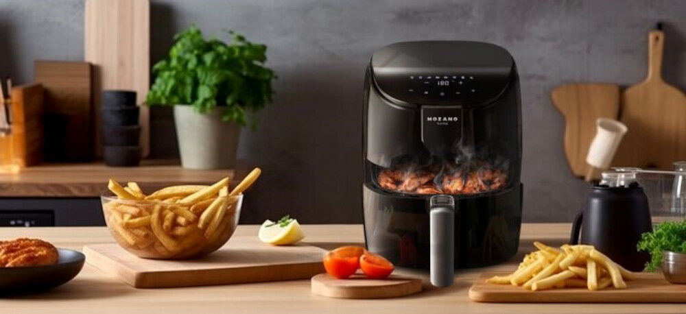 Frytkownica beztłuszczowa MOZANO Active Fryer Złoty Air Fryer Technologia cyrkulacji powietrza temperatura 360°C