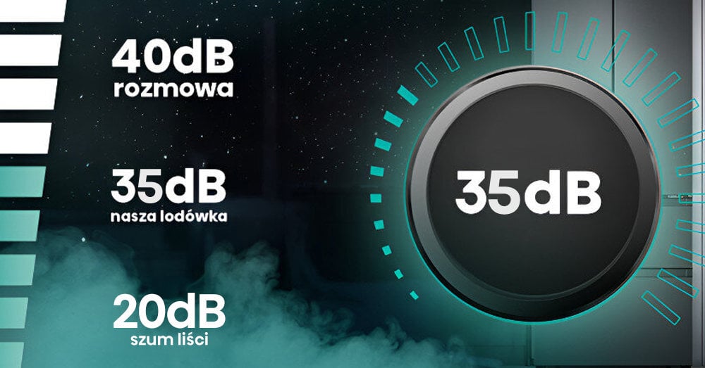 LODÓWKA HISENSE RB440N4AFA cicha praca sprężarka poziom dźwięku 35 db komfort