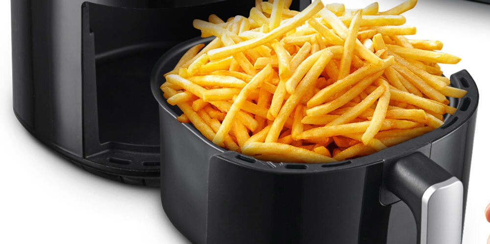 Frytkownica beztłuszczowa EXTRALINK SJ-400 Air Fryer pojemnośc wynosząca  4 litry większe porcję jedzenia dla rodzin dla większej grupy większa pojemność  eksperymentowanie  zprzepisami  różnorodne potrawy 