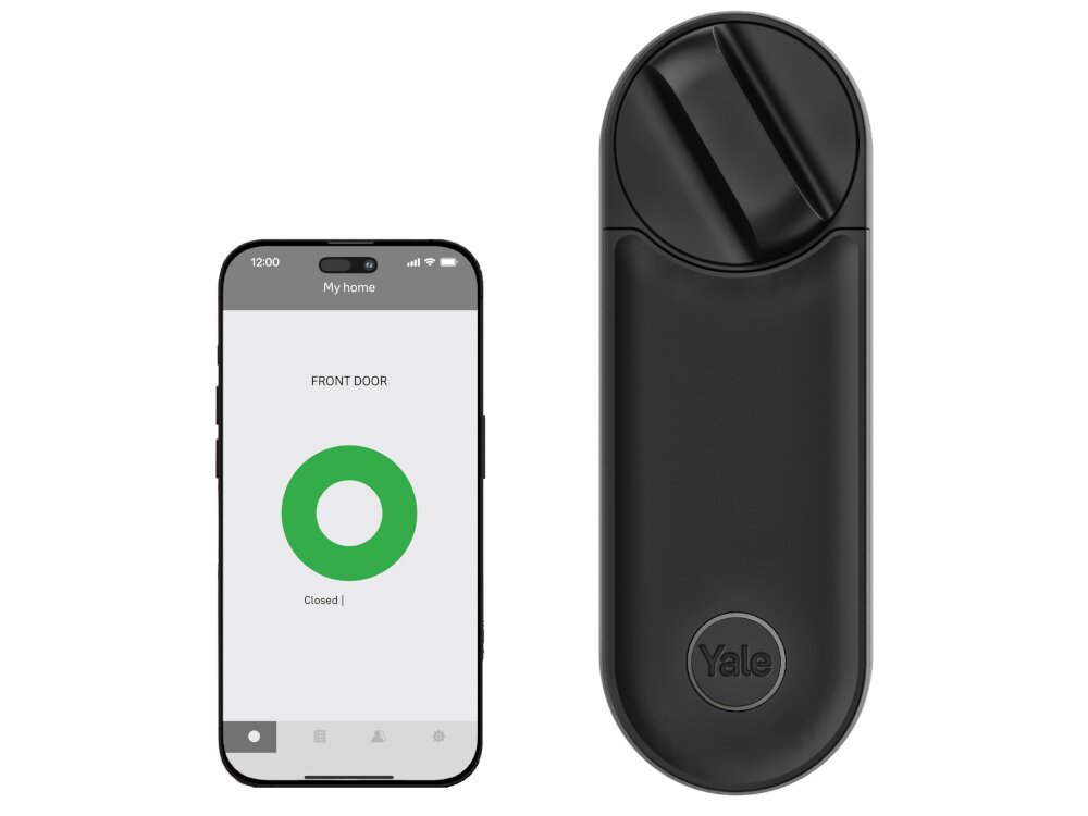 Zamek YALE Linus Smart Lock L2 Czarny ryglowanie i odryglowanie o okreslonych porach dnia aplikacja Yale Home szczegolowy dziennik aktywnosci modul Bluetooth staly dostep do sieci Wi-Fi na systemy Android i iOS