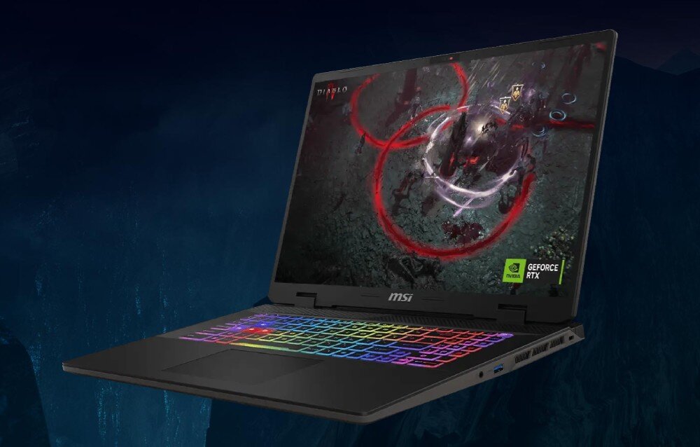 Laptop MSI Sword 17 HX B14VFKG-020XPL 17 IPS 240Hz i7-14700HX 16GB RAM 1TB SSD GeForce RTX4060 karta graficzna moc architektura technologie