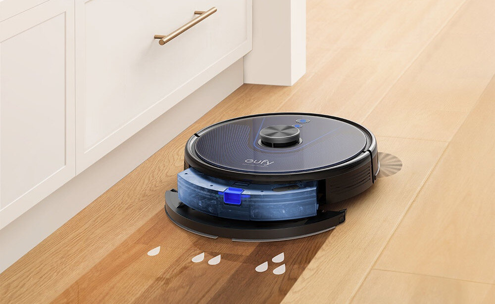 Robot sprzątający EUFY Robovac L35 Hybrid+ T2182G11 Odkurzanie mopowanie automatyczne opróżnianie stacji antybakteryjny worek na kurz moc ssąca kurz sierść zanieczyszczenia powierzchnia