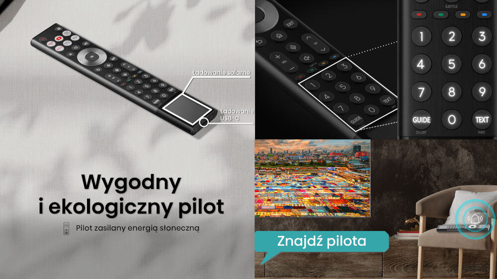 telewizor HISENSE 55U7NQ - Pilot zasilany słońcem