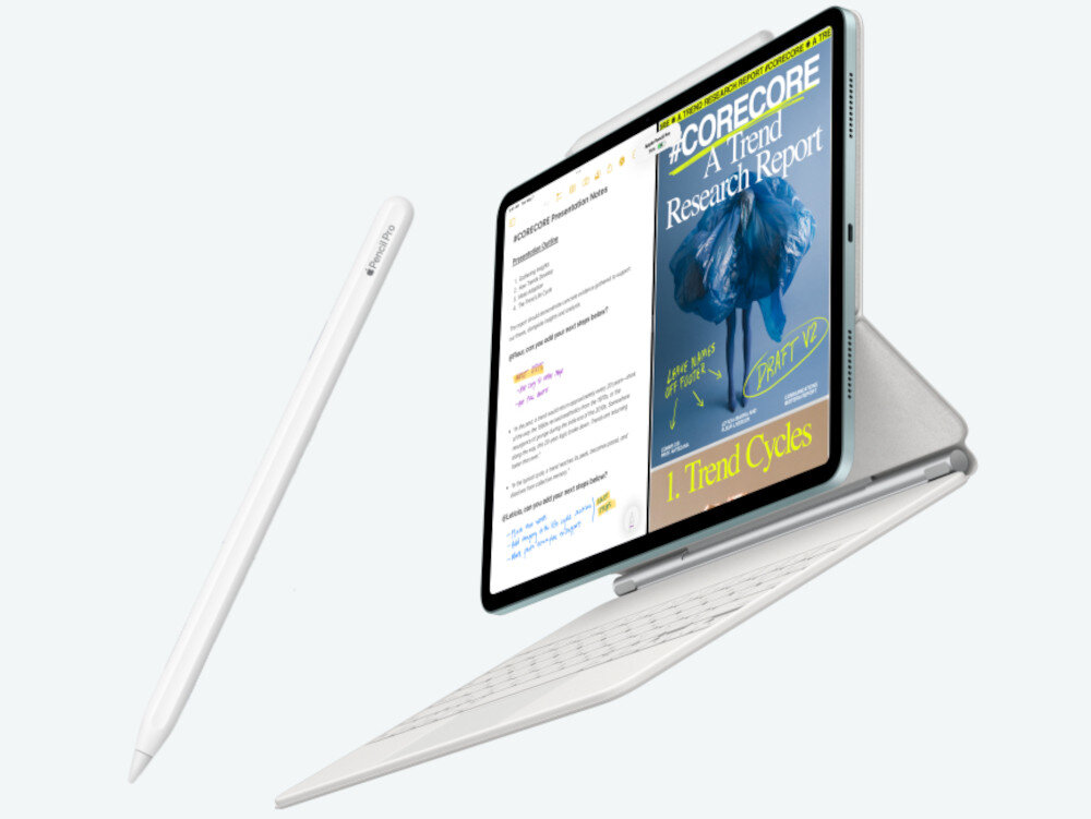 TABLET APPLE IPAD AIR 2024 M2 klawiaturę Magic Keyboard, wspornik, magnetyczne przyłączenie, APPLE Pencil, technologia ignorująca dotyk dłoni