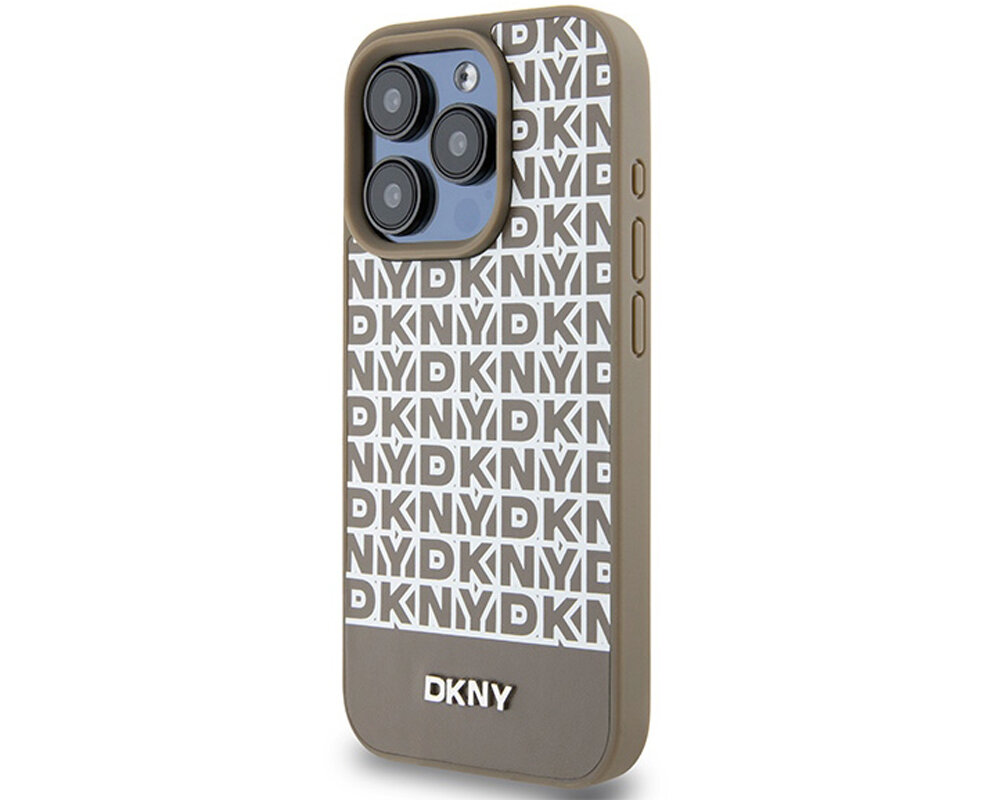 Etui DKNY Leather Printed Pattern Metal Logo MagSafe do Apple iPhone unikalny wyrazisty nowoczesny dynamiczny