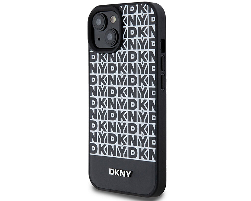 Etui DKNY Leather Printed Pattern Metal Logo MagSafe do Apple iPhone unikalny wyrazisty nowoczesny dynamiczny