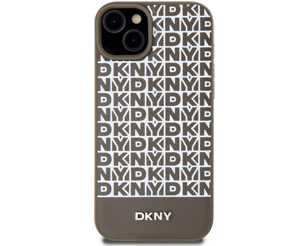 Etui DKNY Leather Printed Pattern Metal Logo MagSafe do Apple iPhone olsniewajacy idealnie przylega wyrozniajacy sie wygoda chroni