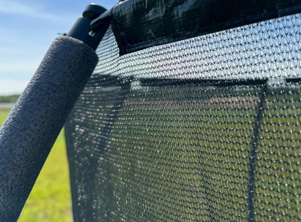 Trampolina ENERO z siatką wewnętrzną FI244 cm Czarny rurki pokryte miekkim obiciem bezpieczenstwo ochrona