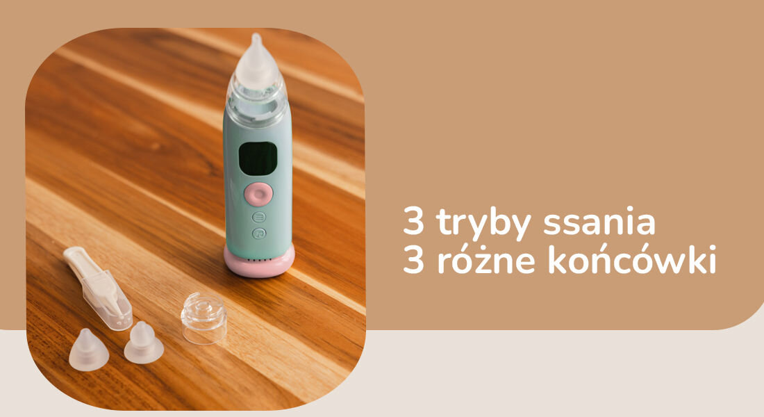 Aspirator do nosa MOMINI NasoClear tryby ssania końcówki silikonowe