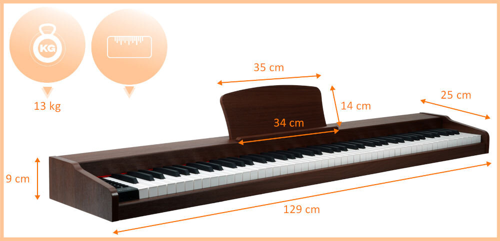 Pianino cyfrowe MUSICMATE MM-P10-SB Brązowy elementy zestaw